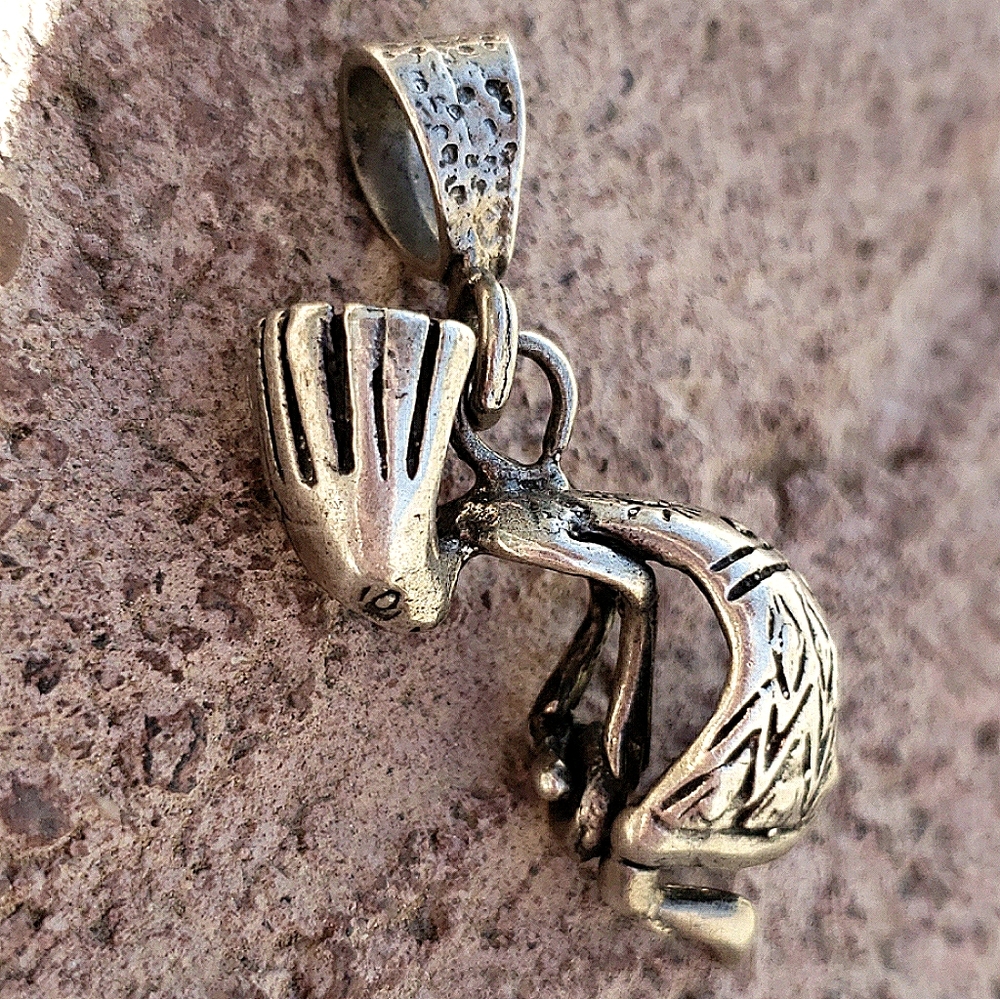 Vintage Native American 3D Sterling Silver Kokopelli Pendant